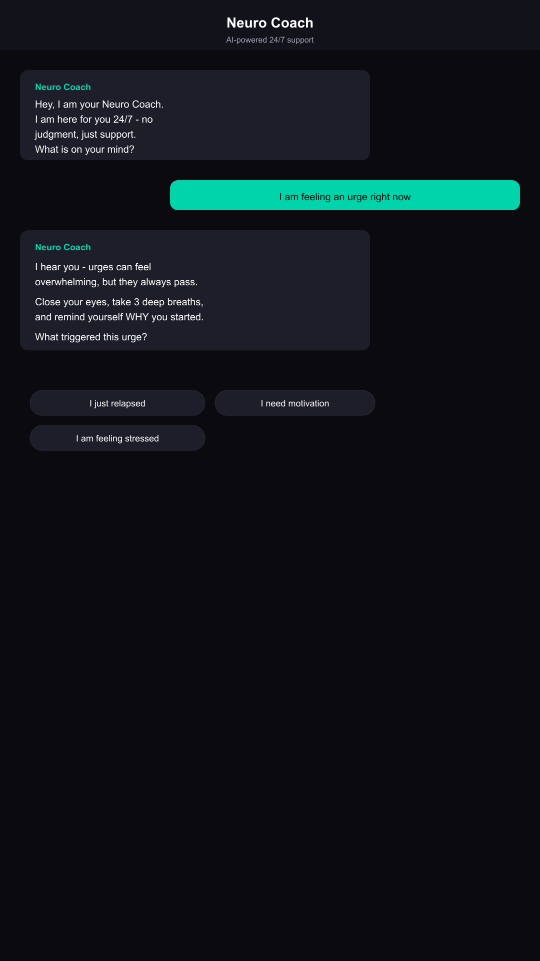 AI coach chat conversation supporting recovery